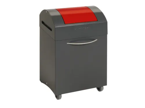 Afvalbak 45 Liter 650x380x320mm Plaatstaal 2 Wielen Klep Rood