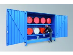 Stellingcontainer Gevaarlijke Stoffen Max. 8X200L Vaten Liggend