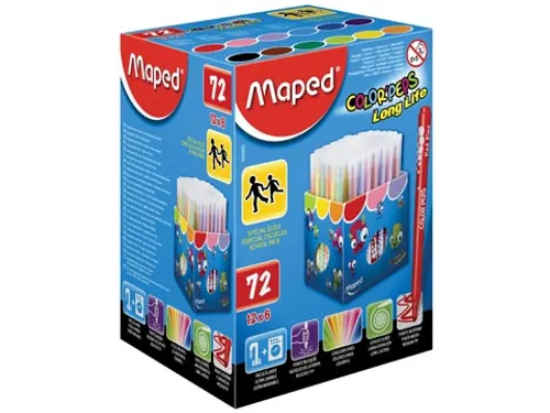 Maped Viltstift Color'Peps 72 Stiften in een Kartonnen Doos