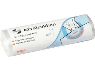 Universal Plus vuilniszak 10 micron 63x70 cm 50L wit rol 50 stuks - 1