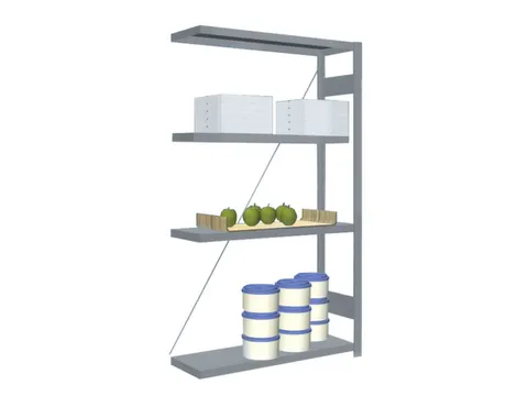 Rvs Inhaakstelling Aanbouw 1750x1010x335mm 4legborden Vaklast 200kg