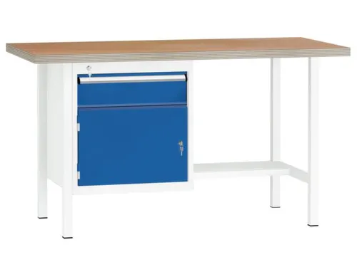 Werkbank 840x1500x700mm 1lade 150mm 1kastvak 350mm 1/2legbord Ral7035