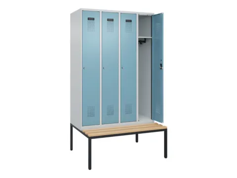 locker met bank,HxBxD 2120x1200x815mm,4vak,vak B 300mm,cilinderslot