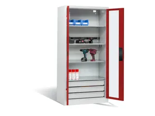 acculaadkast 1950x930x500mm 5stekkerdozen 230V cil.-slot front RAL3003 - 2