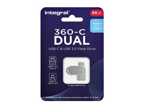 USB stick 3.0 Integral USB-360-C Dual USB-A 64GB