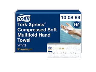 Handdoek Tork 100889 H2 Xpress compressed Premium 2-Laags Wit - 1