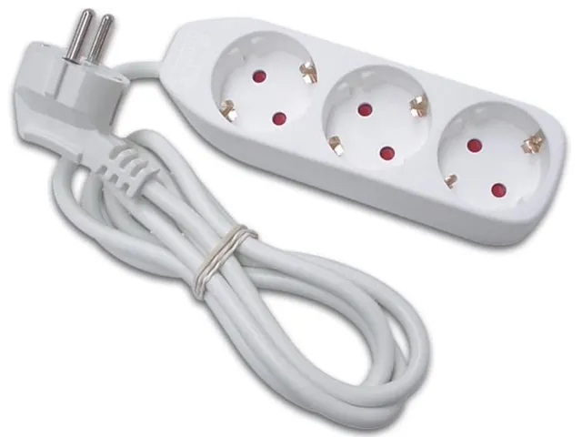 Contactdoos Met 3 Stopcontacten - 1.5m Kabel - WIT - Randaarde