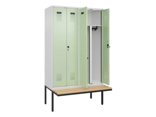 PBM-locker met bank,HxBxD 2120x1200x815mm,4vak,vak B 300mm