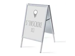 Stoepbord A1 complete set met print "S'incrire ici" Grijs