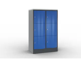 lockerkast,HxBxD 1255x770x540mm,2x3vakken,romp RAL7021,front RAL5010 - 2