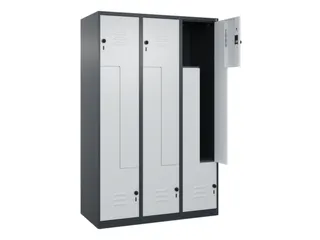 Z-garderobekast,HxBxD 1850x1200x500mm,vak B 200/400mm,draaigrendel - 2