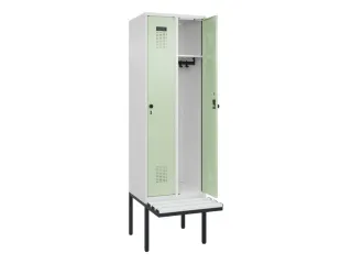locker met bank,HxBxD 2120x600x815mm,2vak,vak B 300mm,draaigrendel - 1
