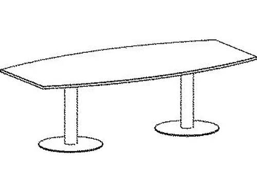 Vergadertafel Vatvorm Hxbxd 72x240x80/120cm Lichtgrijs Frame Ral9006