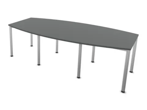 vergadertafel,HxBxD 740x2400x1200mm,vatvormig,MS-donkergrijs