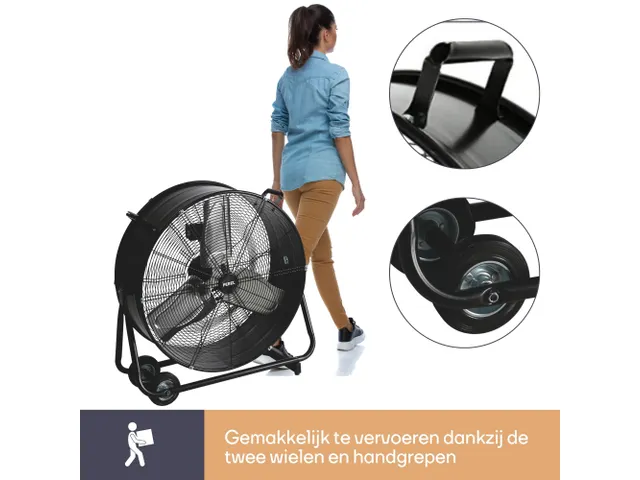 Vloerventilator Drum Metaal Ø 75cm Zwart