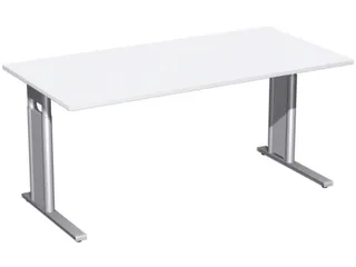 Bureau C-Poot HxBxD 680-800x1600x800mm Decor wit Zilverkleurig - 1