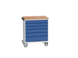 gereedschapswagen 980x800x600mm multiplexblad 6 laden RAL7035+RAL5010