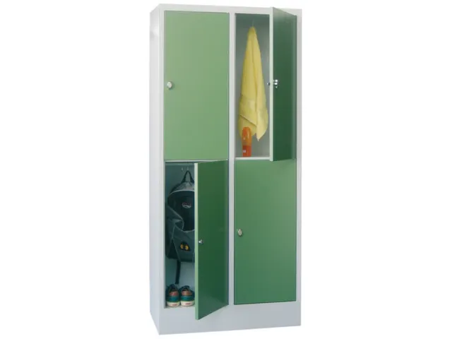 lockerkast,HxBxD 1850x800x500mm,2x2vakken,RAL7035,front RAL7035