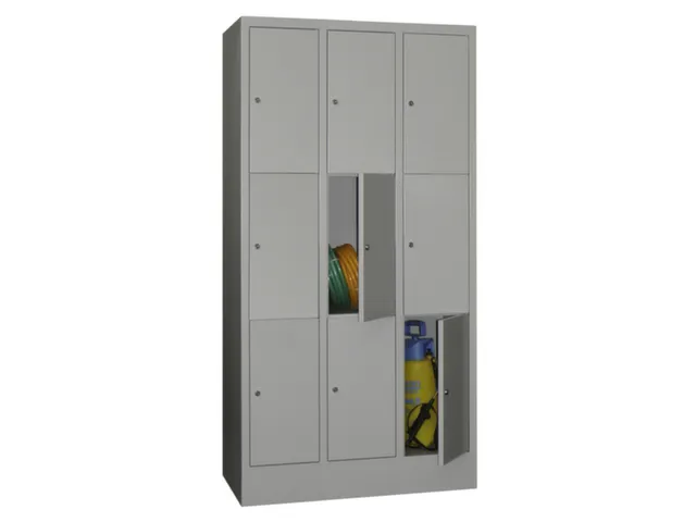 lockerkast,RAL 7035,HxBxD 1850x900x500mm,3x3vakken,vak B 300mm