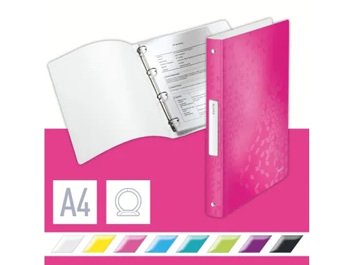 Ringband Leitz WOW A4 4-rings O-mech 25mm PP roze