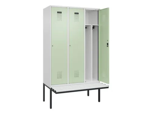 locker met bank,voor scheiding van kleding,HxBxD 2120x1200x815mm,3vak