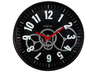 Wandklok Nextime 36cm Gear Clock zwart metaal/glas - 1
