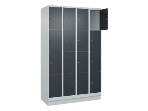 lockerkast,HxBxD 1950x1200x500mm,4x4vakken,vak B 300mm,cil.-slot