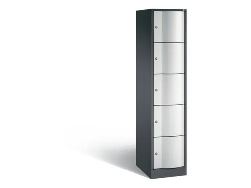 lockerkast 1950x396x540mm 1x5 vakken RAL7021 front RAL7035 sokkel