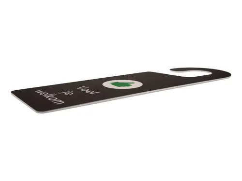 Kunststof deurhanger 250x75mm Voel je welkom - Nu even niet Zwart