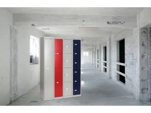 lockerkast,HxBxD 1802x305x305mm,1x4vakken,cil.-slot,romp lichtgrijs
