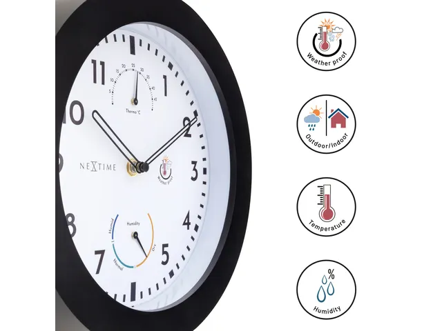 Buitenklok Nextime dia 25,5cm Daisy met thermo- en hydrometer cijfers,