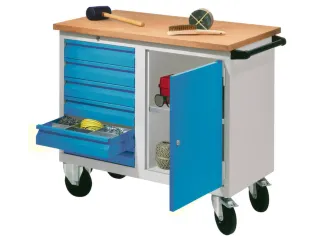 Werkplaatswagen 6 Laden 400kg Staalplaat Ral7035 Front Ral3000 - 1