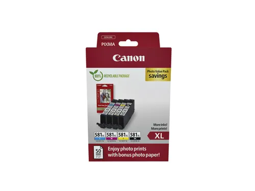 Canon CLI-581XL Value Pack Inkt + 50 Vel 10x15 Fotopapier
