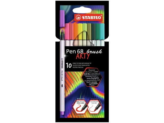 Brushstift STABILO Pen 568/10 Arty assorti set à 10 stuks