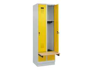 locker met bank,HxBxD 1950x600x815mm,2vak,vak B 300mm,draaigrendel - 1
