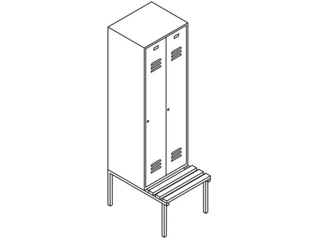 Armoire vestiaire avec banc,RAL7035,face avant RAL7035