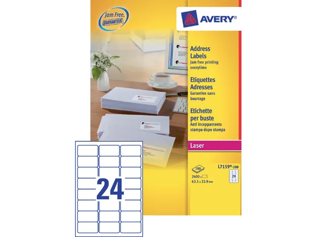 Adresetiket Avery QuickPeel L7159-40 63.5x33.9mm Wit 960 stuks