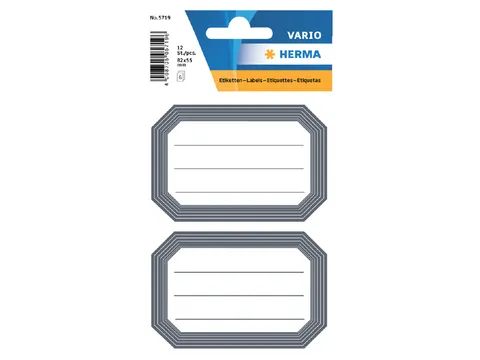 Boek Etiket Herma 5719 82x55mm Grijze rand gelinieerd 12 stuks