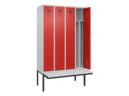 locker met bank,voor scheiding van kleding,HxBxD 2120x1200x815mm,4vak