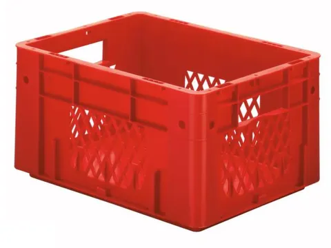 Euronorm Stapelkrat Rood 210x400x300mm 17.5l Opengewerkt/Bodem Gesl.
