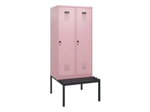 locker met bank,HxBxD 1950x800x815mm,2vak,vak B 400mm,draaigrendel