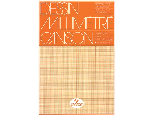 Millimeterpapier Canson bruingeel bedrukt 50vel 72gr A3 wit