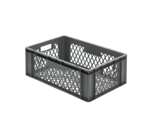Euronorm-stapelbak 40l 210x600x400mm Wanden/bodem Opengewerkt Grijs - 1