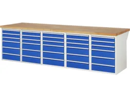 werkbank,HxBxD 890x3000x900mm,beukblad,draagverm. 750kg,5containers