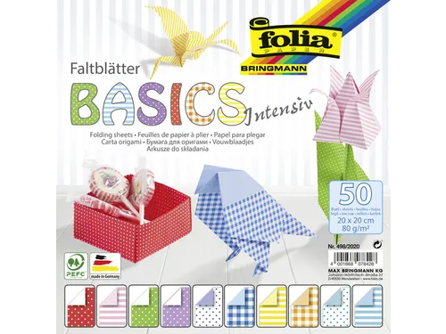 Vouwblaadjes Folia 80gr 20x20cm 50 vel 2-zijdig 10 basics designs