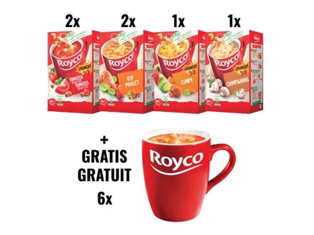 Royco ACTIE ROYCO 2: 6 pakken soep + GRATIS 6 mokken