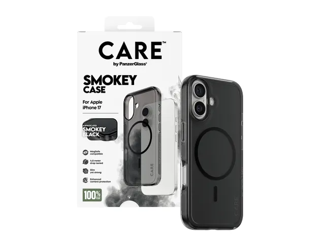 PanzerGlass CARE by Smokey Case w. Black MagSafe iPhone 17, Hoes
