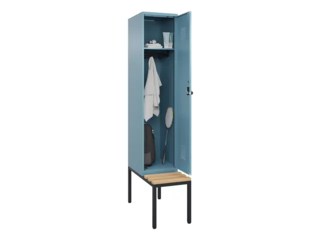 locker met bank,HxBxD 2120x400x815mm,1vak,vak B 400mm,draaigrendel