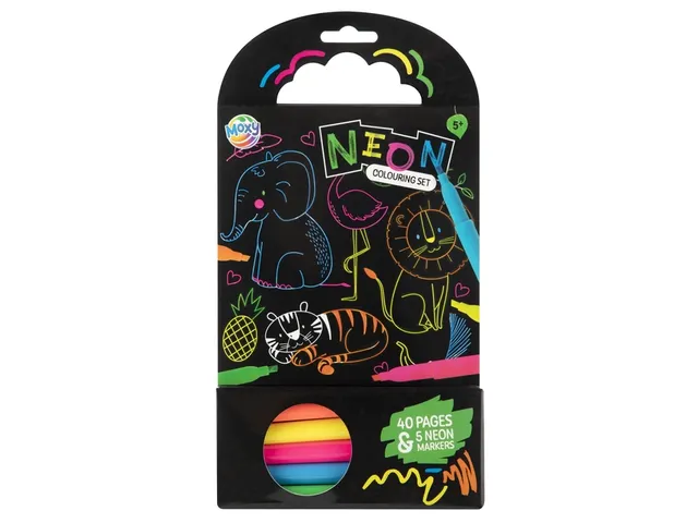 Colouring Book 15x15 cm 40 vel 5 neon markers