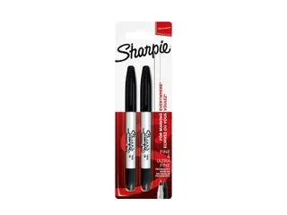 Viltstift Sharpie Twin Tip rond 0.5mm en 0.9mm blister 2 stuks Zwart - 1